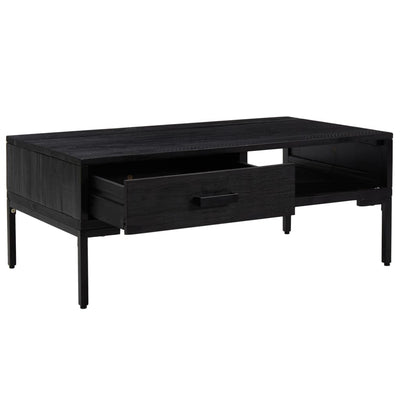 Sohvapöytä musta 90x50x35 cm täysi mänty