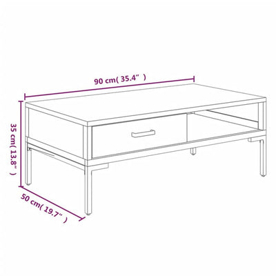 Sohvapöytä musta 90x50x35 cm täysi mänty