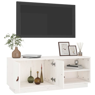 TV-taso valkoinen 105x34x40 cm täysi mänty