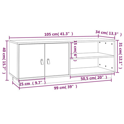 TV-taso hunajanruskea 105x34x40 cm täysi mänty