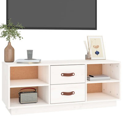 TV-taso valkoinen 100x34x40 cm täysi mänty
