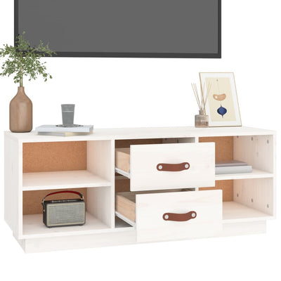 TV-taso valkoinen 100x34x40 cm täysi mänty