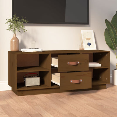 TV-taso hunajanruskea 100x34x40 cm täysi mänty