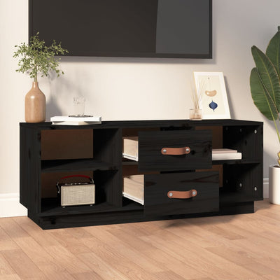 TV-taso musta 100x34x40 cm täysi mänty