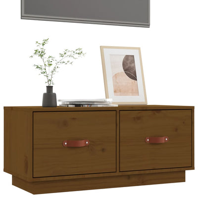 TV-taso hunajanruskea 80x34x35 cm täysi mänty