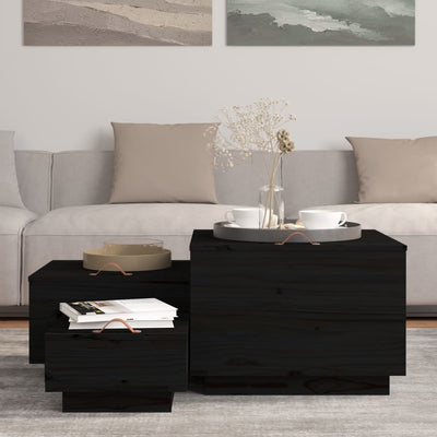 Musta säilytyslaatikot kannella Tivilic (3 kpl mänty)