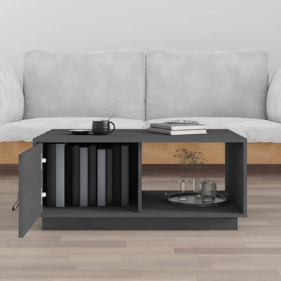 Sohvapöytä harmaa 80x50x35,5 cm täysi mänty
