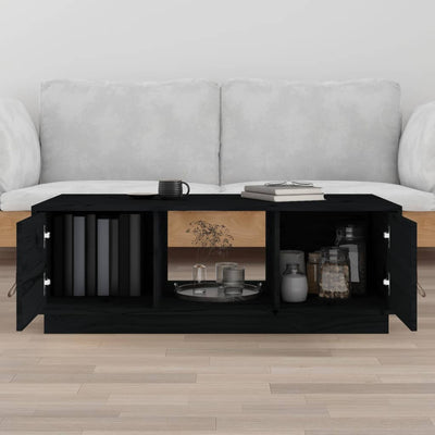 Sohvapöytä musta 100x50x35 cm täysi mänty