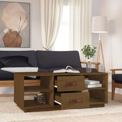 Sohvapöytä hunajanruskea 100x50x41 cm täysi mänty