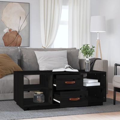 Sohvapöytä musta 100x50x41 cm täysi mänty