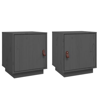 Yöpöydät 2 kpl harmaa 40x34x45 cm täysi mänty