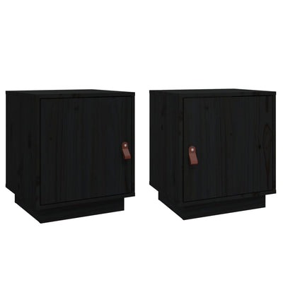 Yöpöydät 2 kpl musta 40x34x45 cm täysi mänty