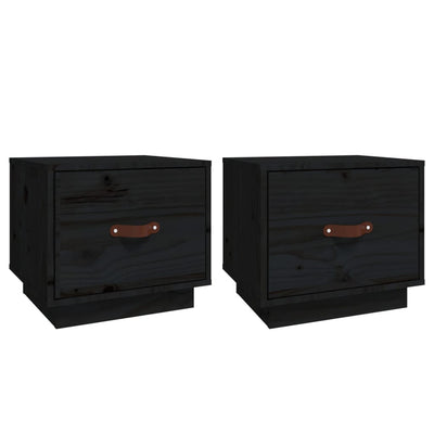 Yöpöydät 2 kpl musta 40x34x35 cm täysi mänty