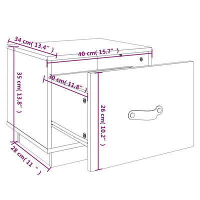 Yöpöydät 2 kpl musta 40x34x35 cm täysi mänty
