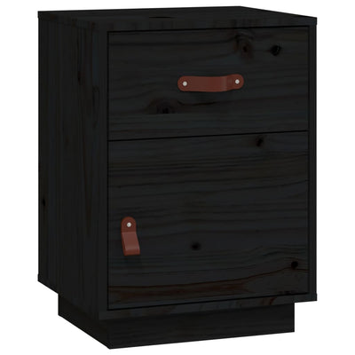 Yöpöydät 2 kpl musta 40x34x55 cm täysi mänty