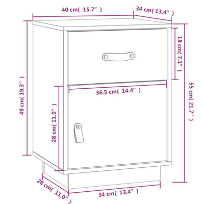 Yöpöydät 2 kpl musta 40x34x55 cm täysi mänty