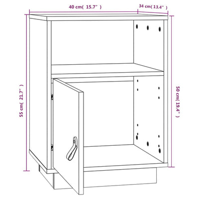 Yöpöydät 2 kpl hunajanruskea 40x34x55 cm täysi mänty