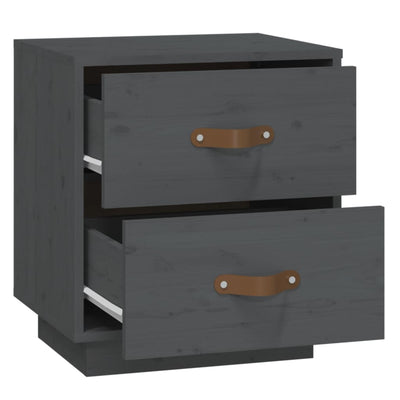 Yöpöydät 2 kpl harmaa 40x34x45 cm täysi mänty