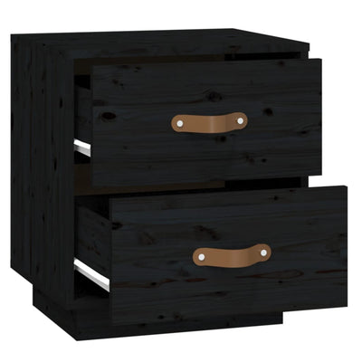 Yöpöydät 2 kpl musta 40x34x45 cm täysi mänty
