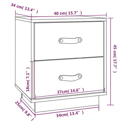 Yöpöydät 2 kpl musta 40x34x45 cm täysi mänty