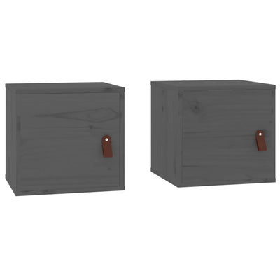 Seinäkaapit 2 kpl harmaa 31,5x30x30 cm täysi mänty
