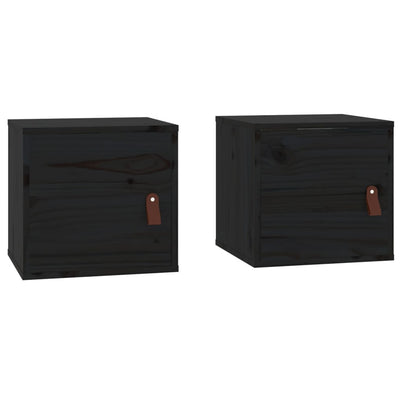 Seinäkaapit 2 kpl musta 31,5x30x30 cm täysi mänty