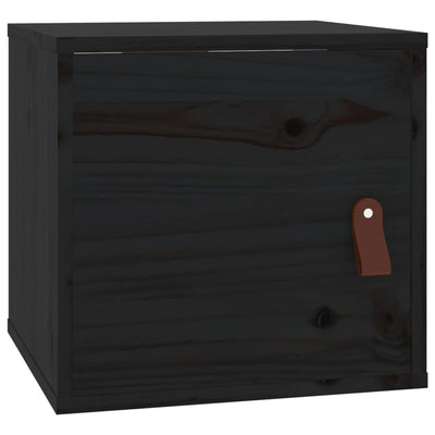 Seinäkaapit 2 kpl musta 31,5x30x30 cm täysi mänty