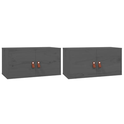 Seinäkaapit 2 kpl harmaa 60x30x30 cm täysi mänty