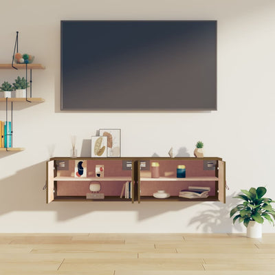 Seinäkaapit 2 kpl hunajanruskea 60x30x30 cm täysi mänty