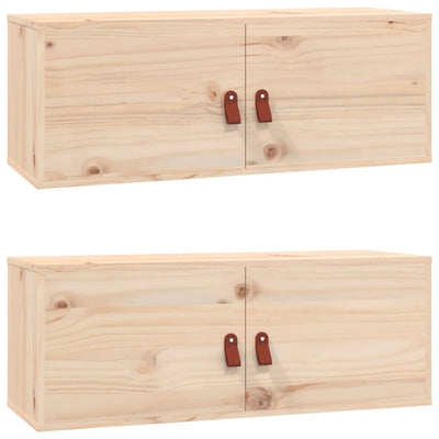 Seinäkaapit 2 kpl 80x30x30 cm täysi mänty