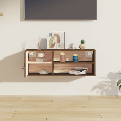 Seinäkaappi hunajanruskea 80x30x30 cm täysi mänty