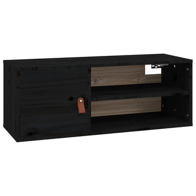 Seinäkaappi musta 80x30x30 cm täysi mänty