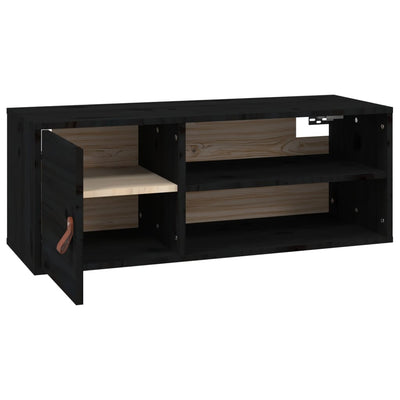 Seinäkaappi musta 80x30x30 cm täysi mänty