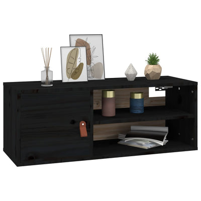 Seinäkaapit 2 kpl musta 80x30x30 cm täysi mänty