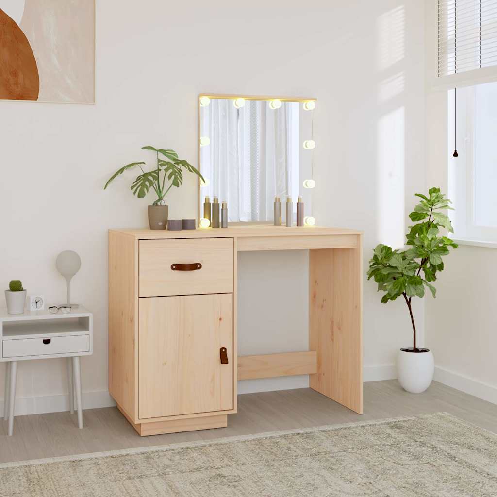 Pukeutumispöytä Irimea 95x50x133,5cm (led-valoilla, mänty)