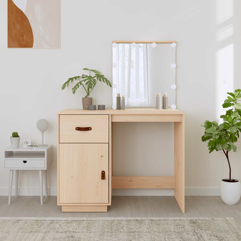 Pukeutumispöytä Irimea 95x50x133,5cm (led-valoilla, mänty)