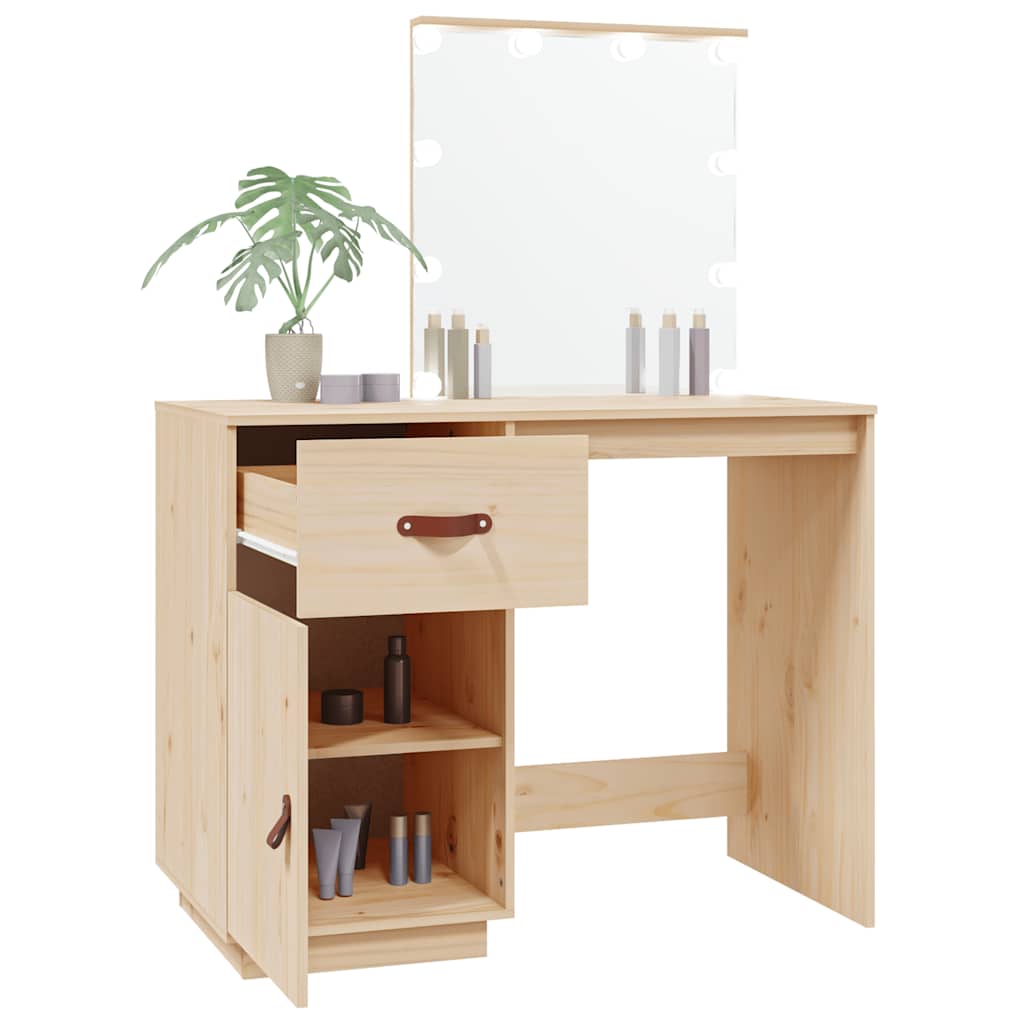 Pukeutumispöytä Irimea 95x50x133,5cm (led-valoilla, mänty)
