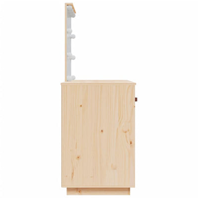Pukeutumispöytä LED-valoilla 95x50x133,5 cm täysi mänty
