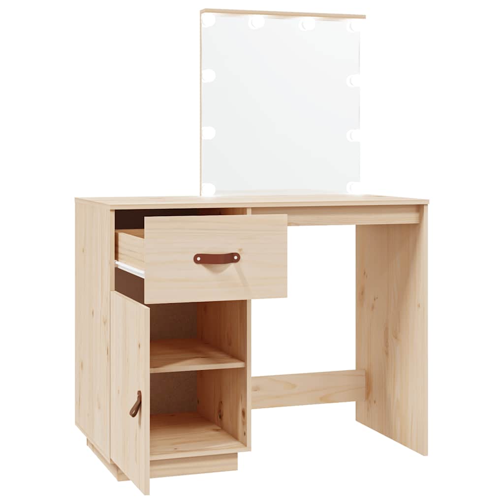 Pukeutumispöytä Irimea 95x50x133,5cm (led-valoilla, mänty)