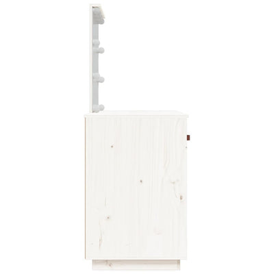 Pukeutumispöytä LED-valoilla valk. 95x50x133,5 cm täysi mänty