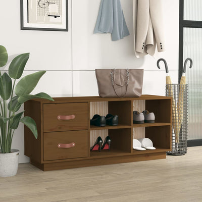 Kenkäkaappi hunajanruskea 100x34x45 cm täysi mänty