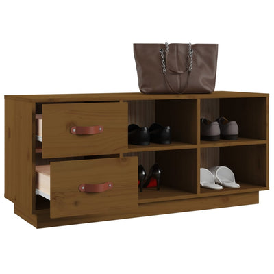 Kenkäkaappi hunajanruskea 100x34x45 cm täysi mänty
