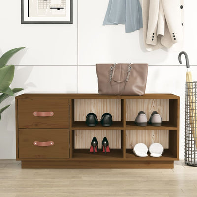 Kenkäkaappi hunajanruskea 100x34x45 cm täysi mänty