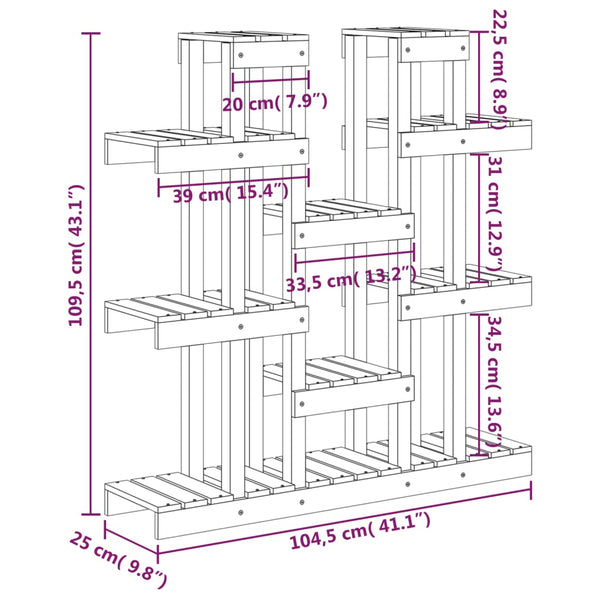Valkoinen kasviteline Bei 104,5x25x109,5cm (mänty)