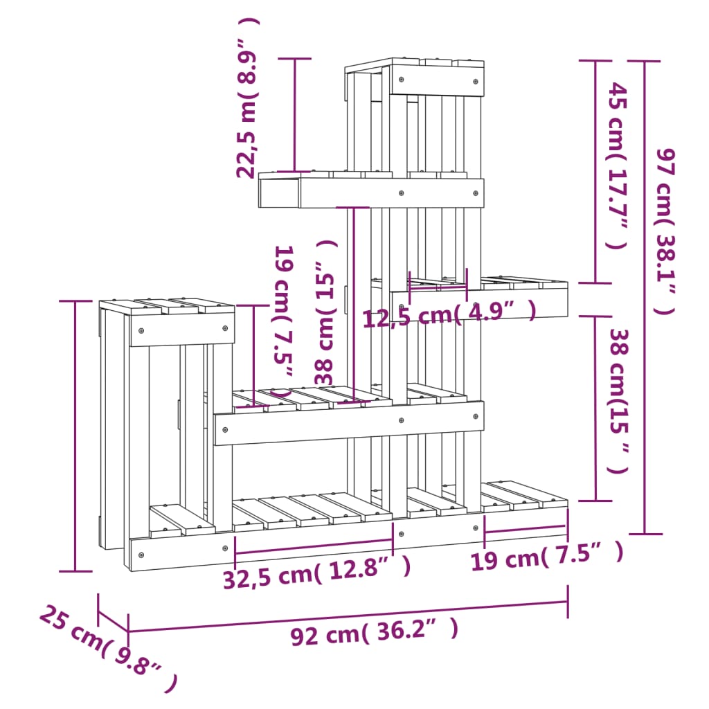 Kasviteline Bei 92x25x97cm (mänty)