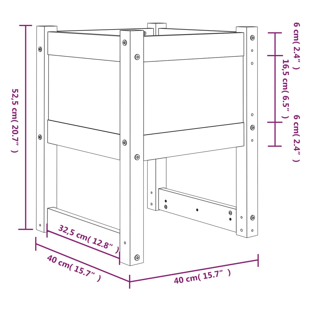 Valkoinen kukkalaatikot Kylee 40x40x52,5cm (2 kpl mänty)