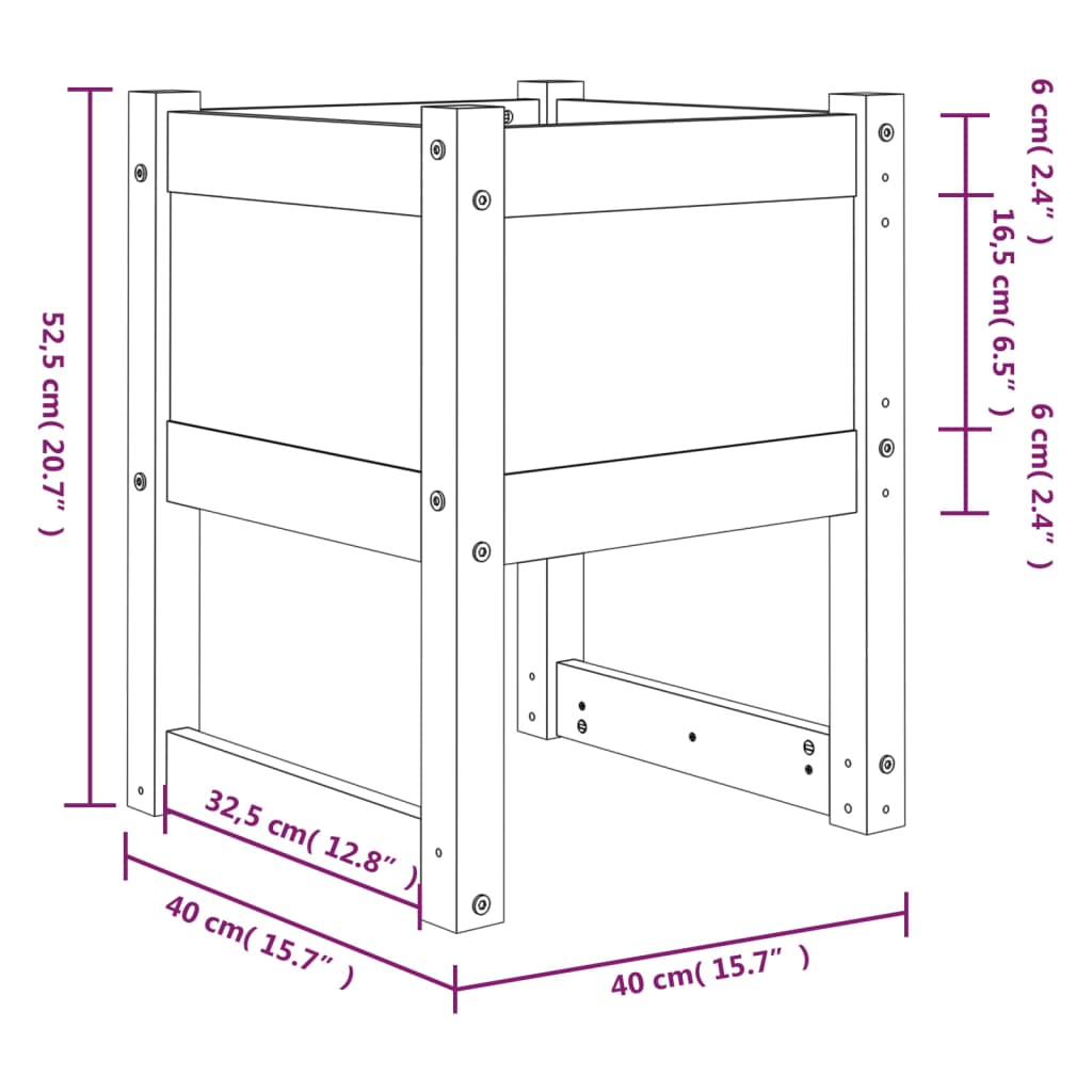 Harmaa kukkalaatikot Kylee 40x40x52,5cm (2 kpl mänty)