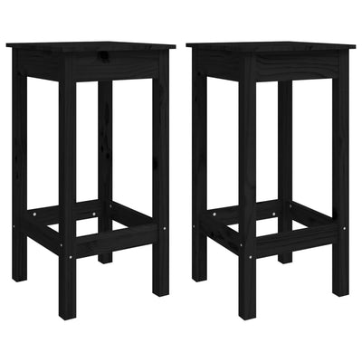 Baarituolit 2 kpl musta 40x40x78 cm täysi mänty