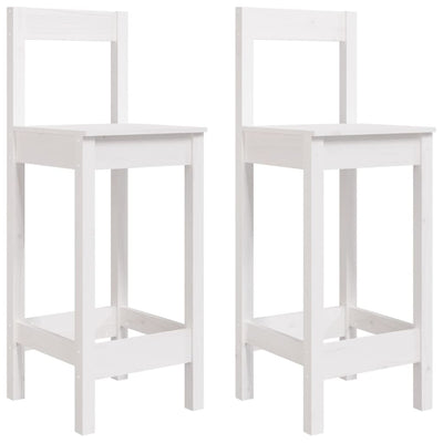 Baarituolit 2 kpl valkoinen 40x41,5x112 cm täysi mänty