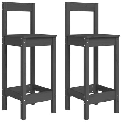 Baarituolit 2 kpl harmaa 40x41,5x112 cm täysi mänty